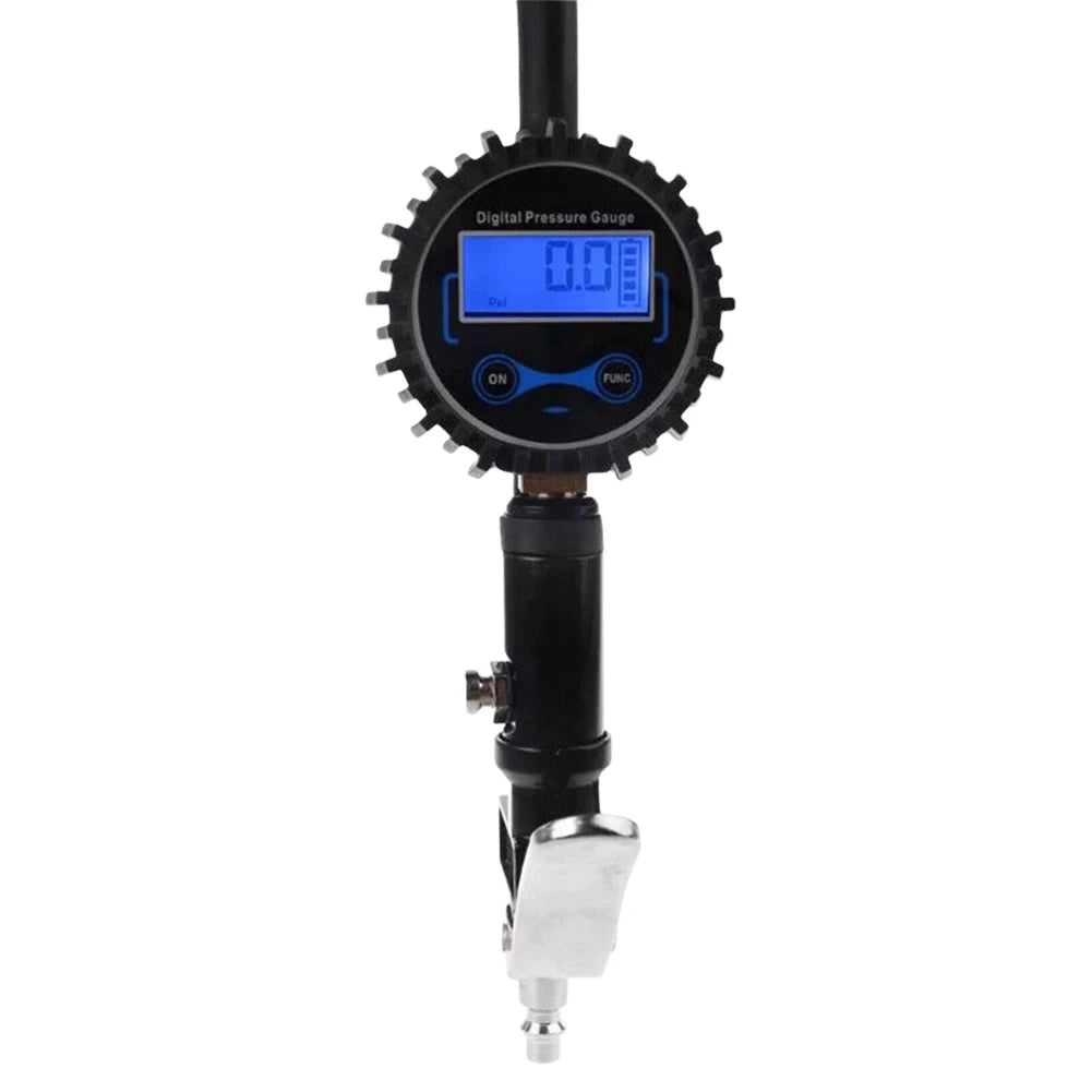 Digital Tire Pressure Inflator Gauge Aluminum Alloy Tire Pressure Gauge Air Line Clip-on Tyre Pump for Motorcycle Bicycle Auto