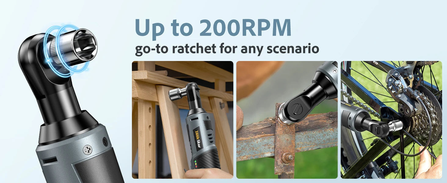 3/8" Driver Cordless Ratchet Wrench with 1/4" Adapter&7 Sockets&2 2.0Ah Batteries 12V Car Dismantling Tool Electric Wrench Kit