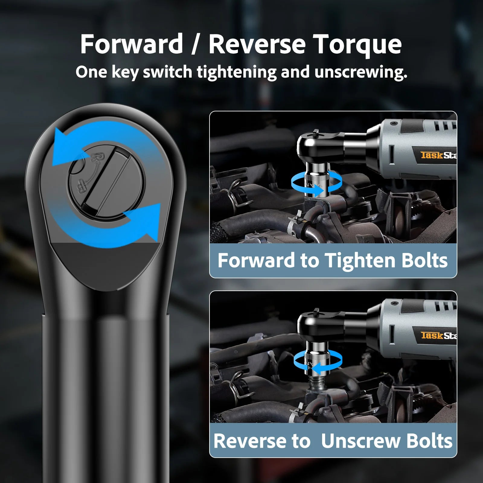 3/8" Driver Cordless Ratchet Wrench with 1/4" Adapter&7 Sockets&2 2.0Ah Batteries 12V Car Dismantling Tool Electric Wrench Kit