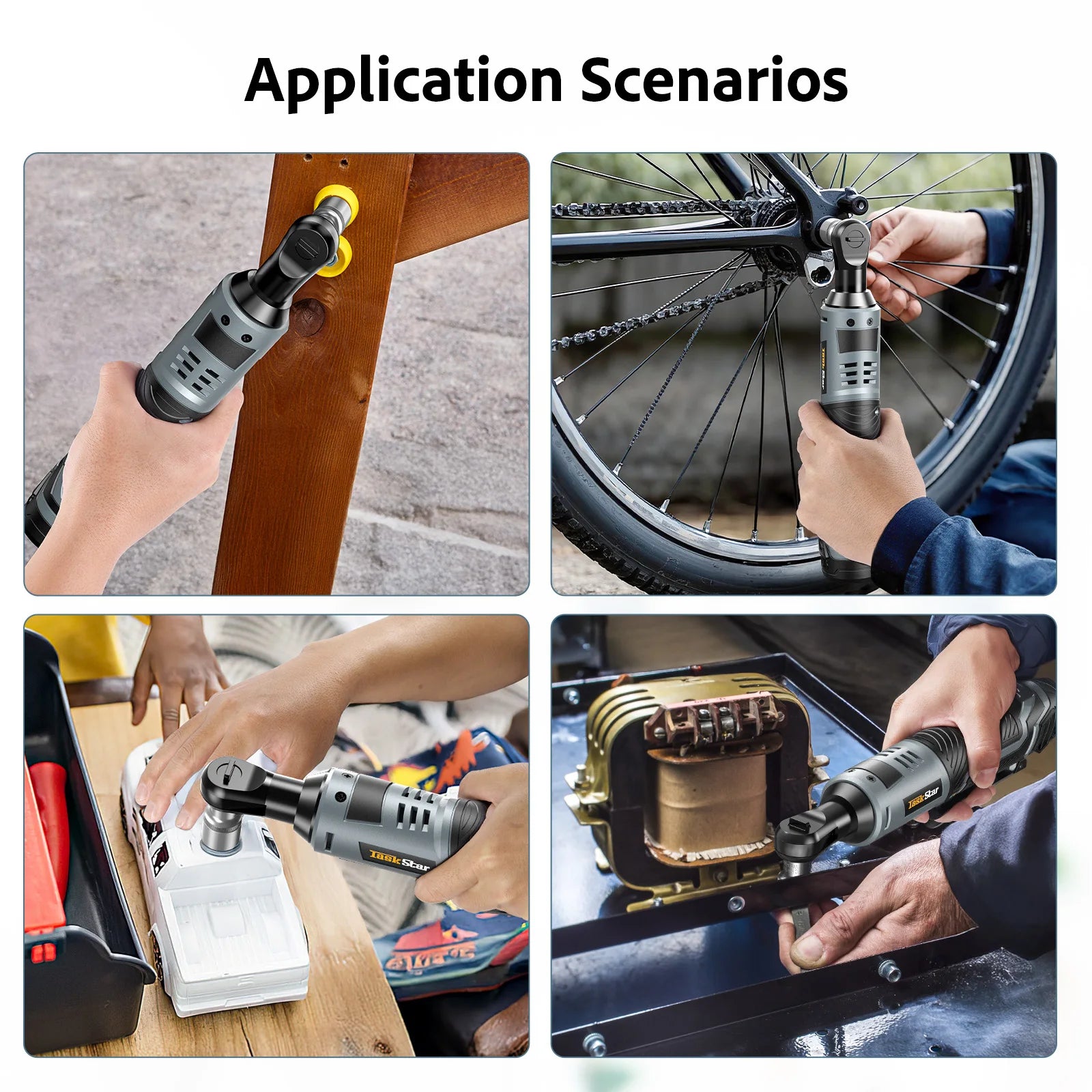3/8" Driver Cordless Ratchet Wrench with 1/4" Adapter&7 Sockets&2 2.0Ah Batteries 12V Car Dismantling Tool Electric Wrench Kit