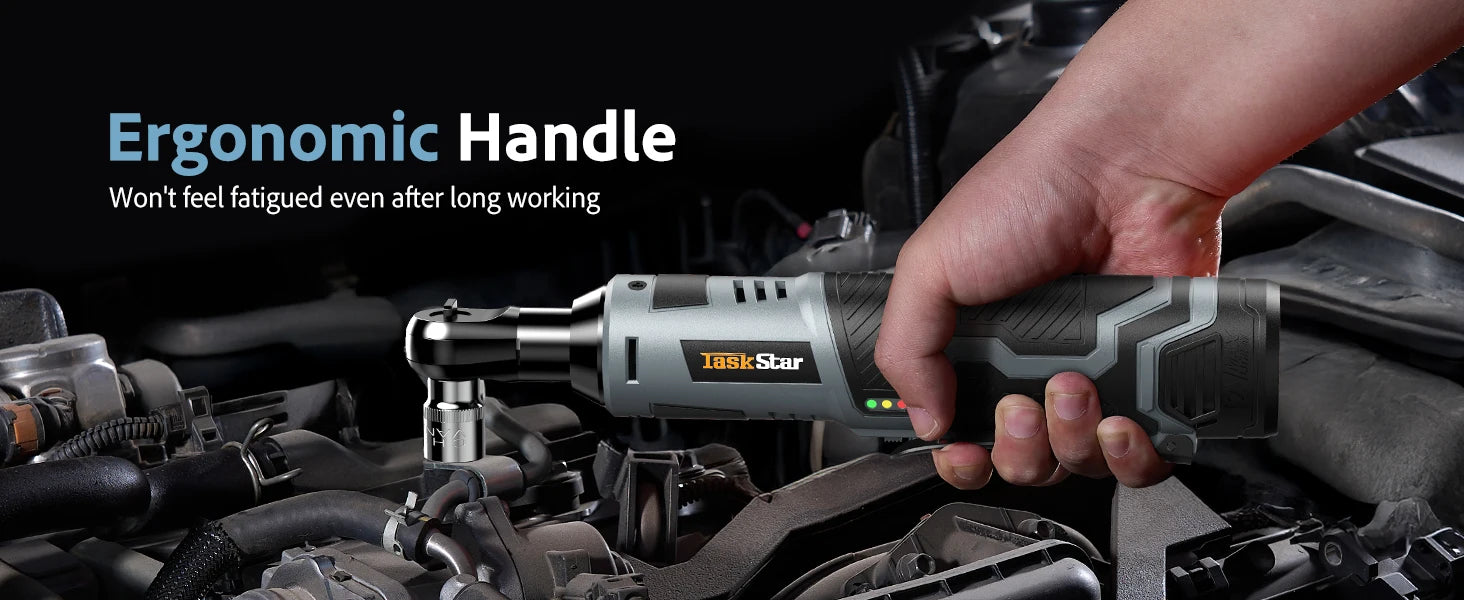 3/8" Driver Cordless Ratchet Wrench with 1/4" Adapter&7 Sockets&2 2.0Ah Batteries 12V Car Dismantling Tool Electric Wrench Kit