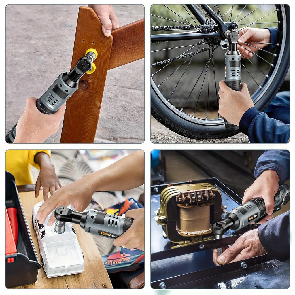 3/8" Driver Cordless Ratchet Wrench with 1/4" Adapter&7 Sockets&2 2.0Ah Batteries 12V Car Dismantling Tool Electric Wrench Kit