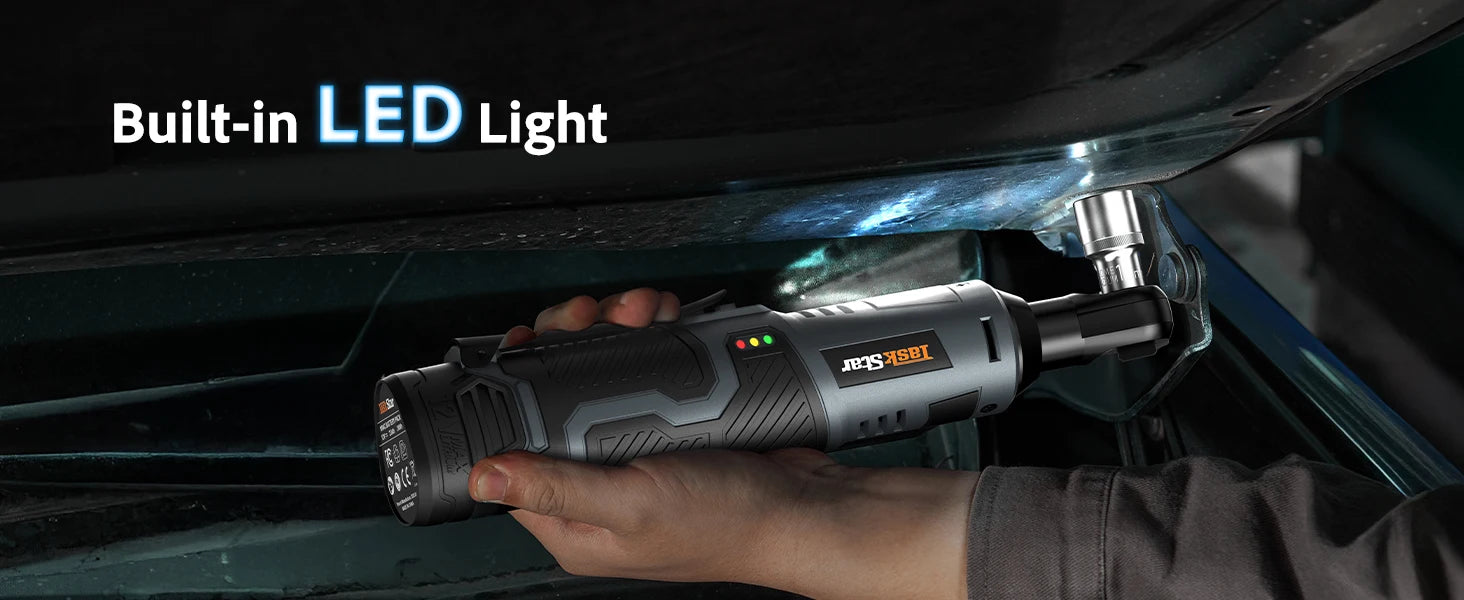 3/8" Driver Cordless Ratchet Wrench with 1/4" Adapter&7 Sockets&2 2.0Ah Batteries 12V Car Dismantling Tool Electric Wrench Kit